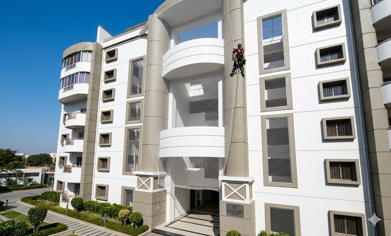 Building Safety Net on Scaffolding